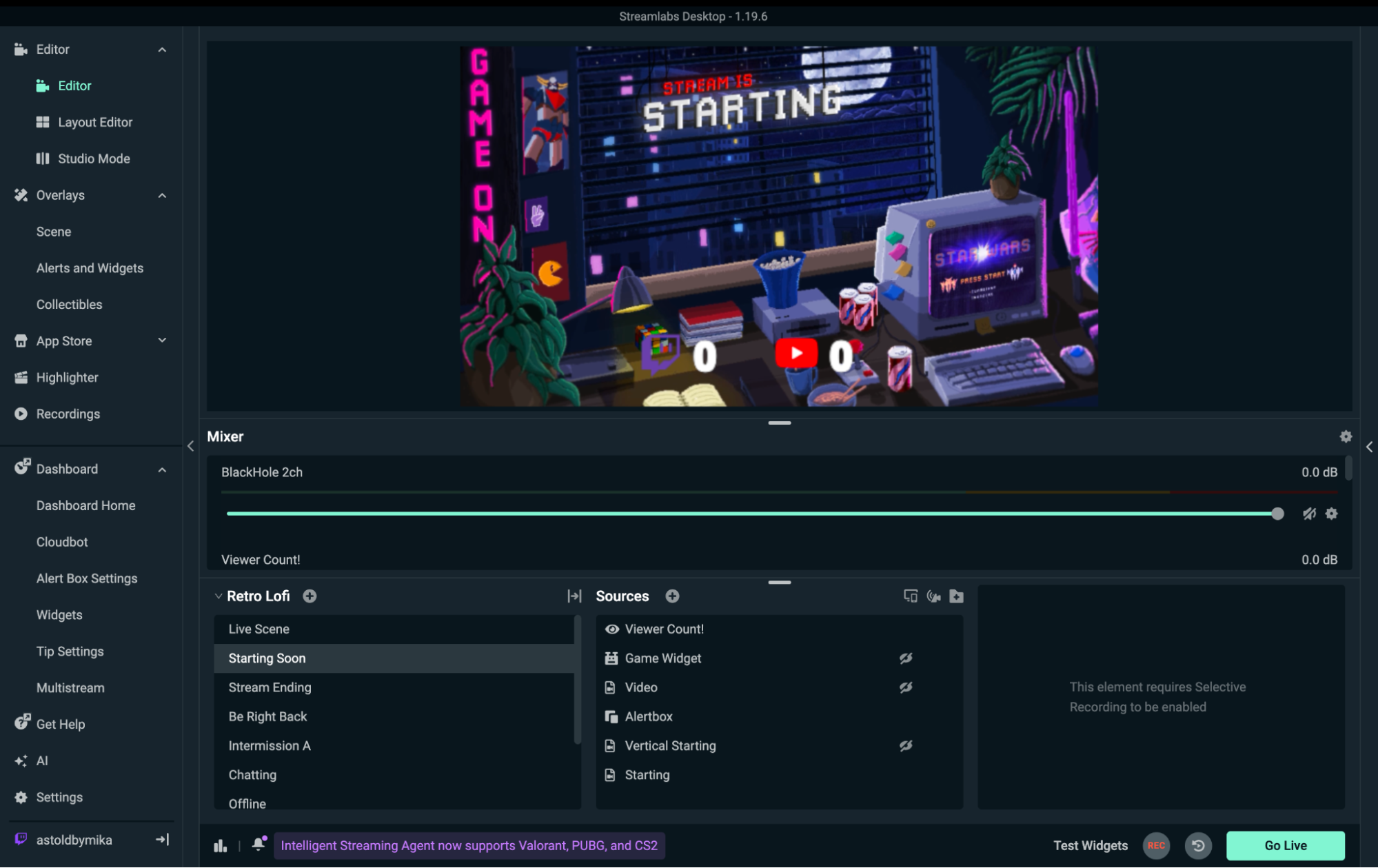 streamlabs viewr count widget in obs studio plugin